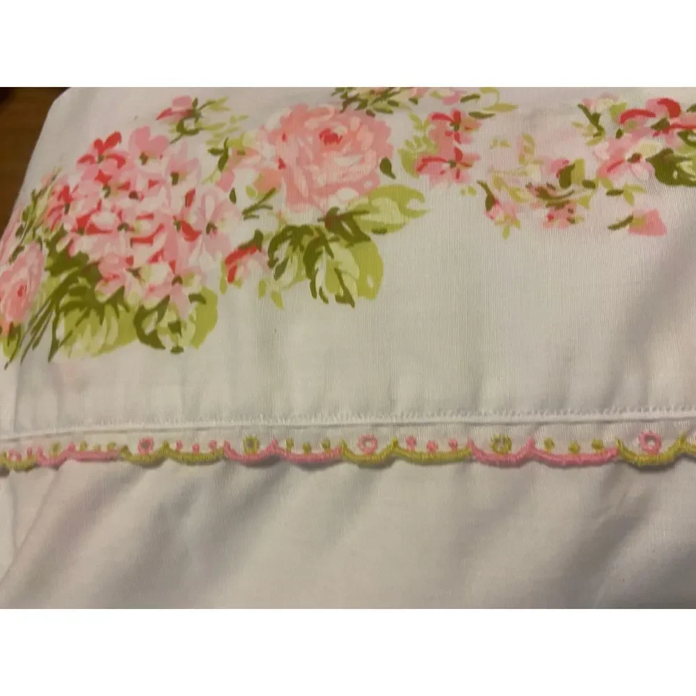 Vintage 2 pillowcases white pink‎ modified lot